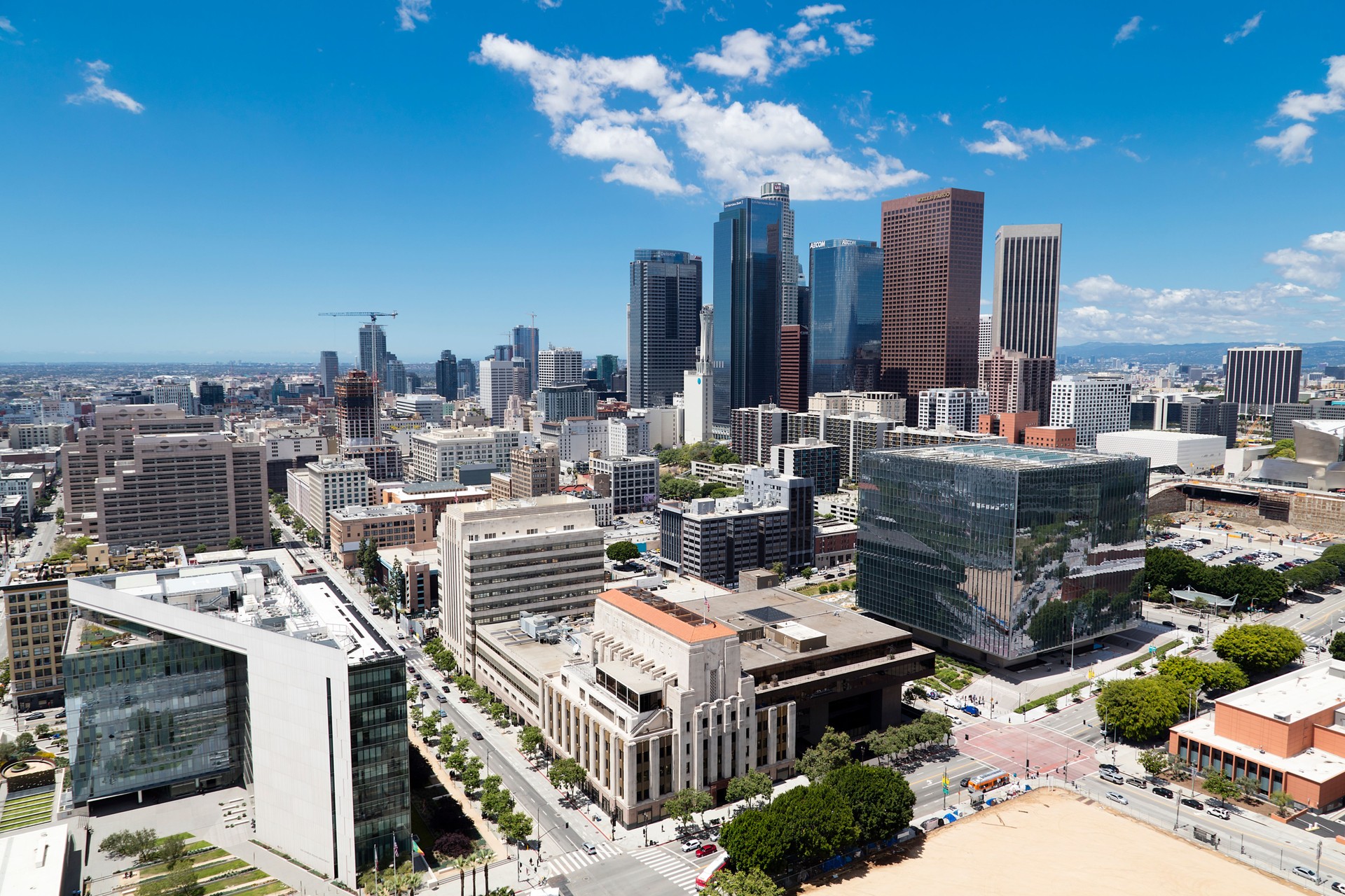 Los Angeles Skyline, Financial District, Aerial View, California